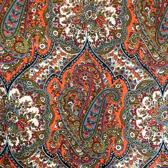 Vintage Echo Silk Red Paisley Long Oblong Scarf - Picture 4 of 9